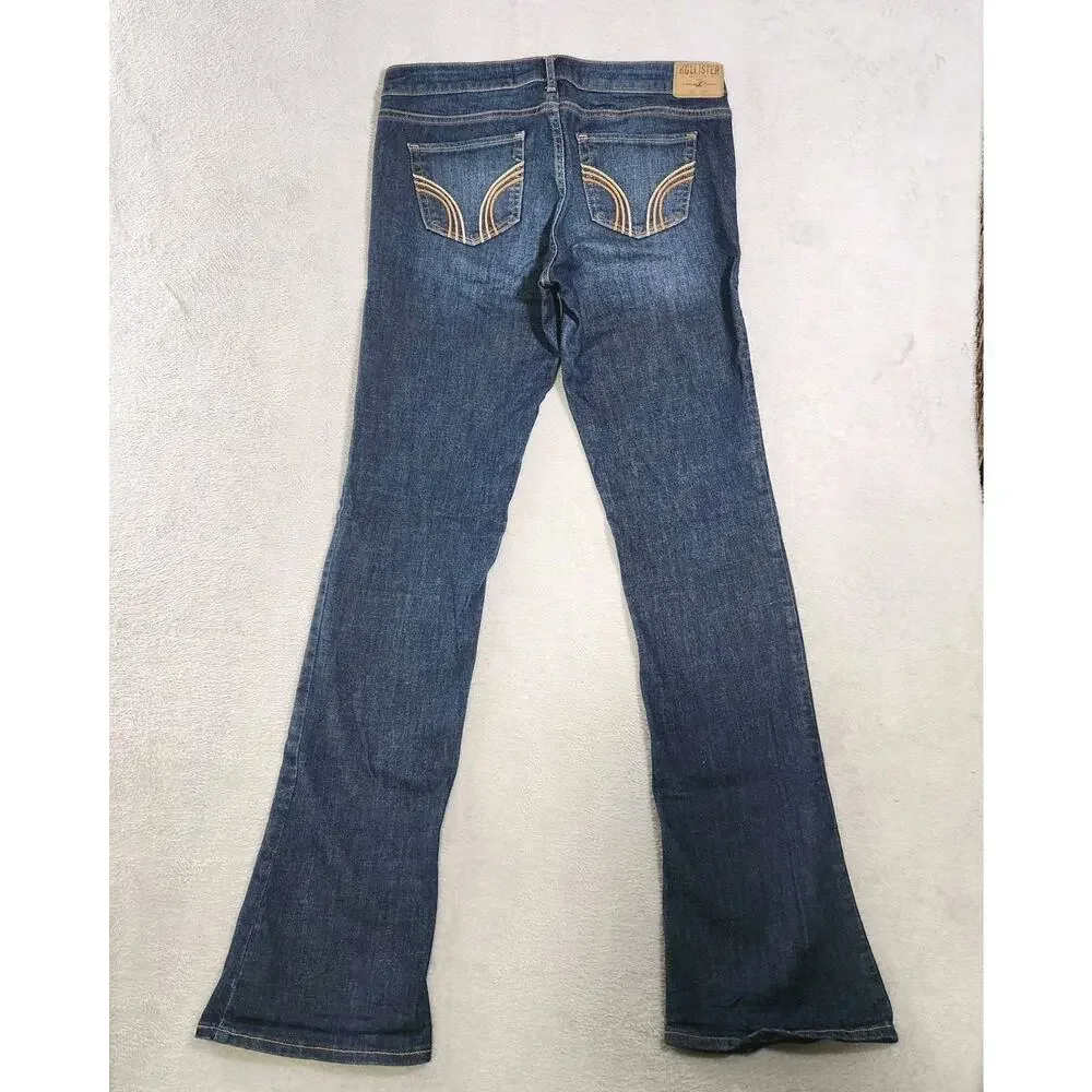 Hollister Bootcut Jeans Low Rise Dark Was Bkue Denim Womens Size 29 Long - Picture 2 of 10